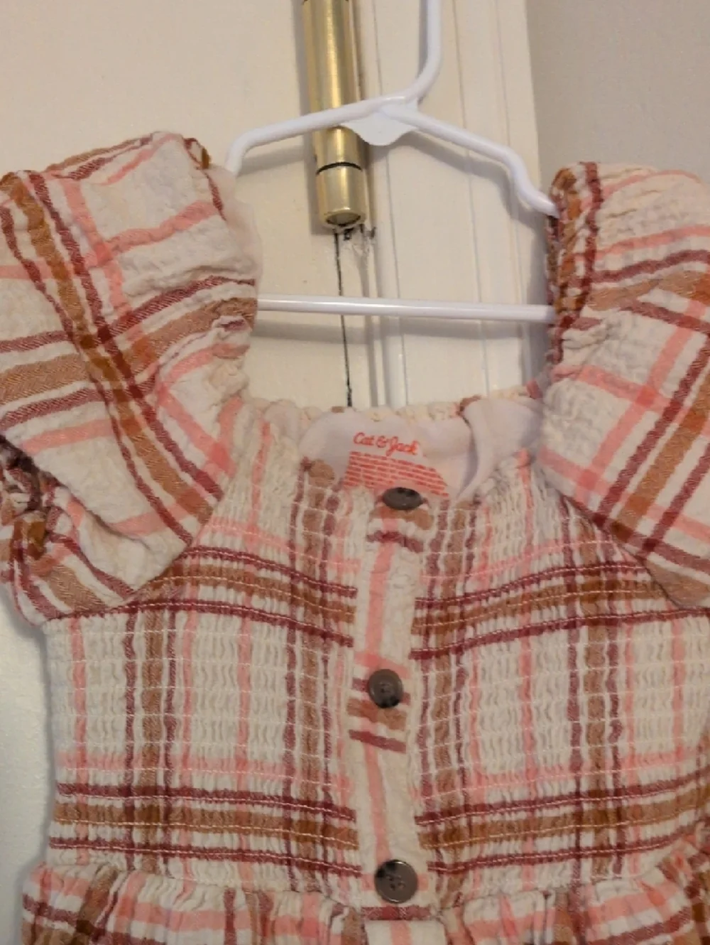 Cat &‎ Jack Pink and Tan Plaid Button-Front Sundress